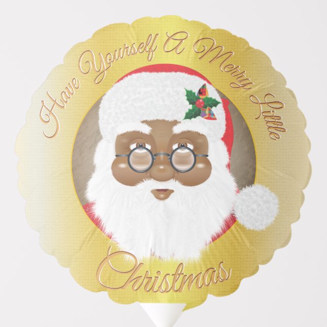 African American Santa Claus Christmas Holiday Balloon (Front)