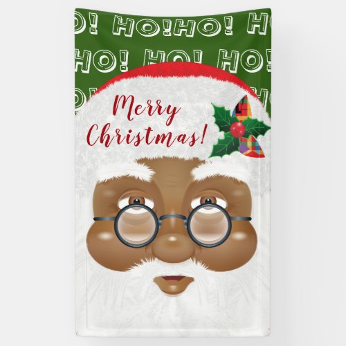 African American Santa Claus Christmas Holiday Banner