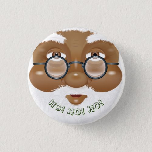 African American Santa Claus Christmas Holiday Button