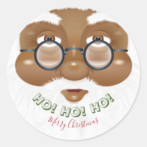 African American Santa Claus Christmas Holiday Classic Round Sticker