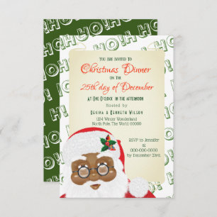 African American Santa Claus Christmas Holiday Invitation