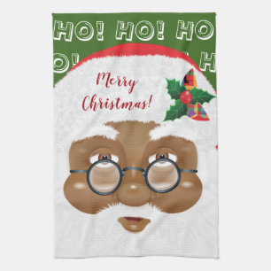 African American Santa Claus Christmas Holiday Kitchen Towel
