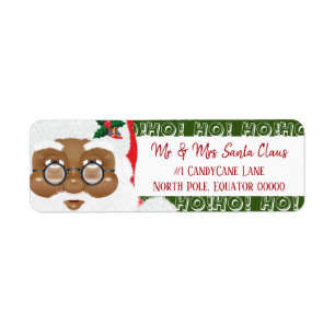 African American Santa Claus Christmas Holiday Label