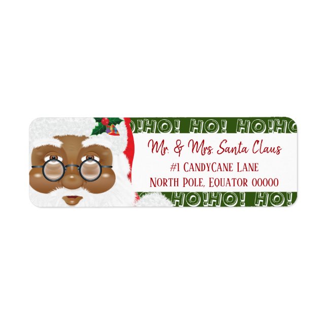African American Santa Claus Christmas Holiday Label (Front)
