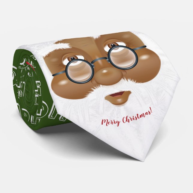 African American Santa Claus Christmas Holiday Neck Tie (Rolled)