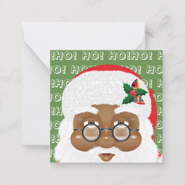 African American Santa Claus Christmas Holiday Note Card (Front)