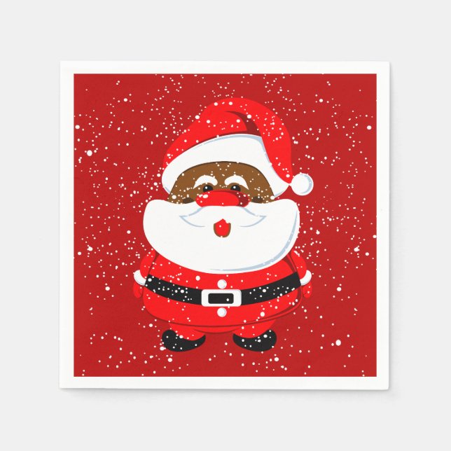 African American Santa Claus Christmas holiday Paper Napkins (Front)