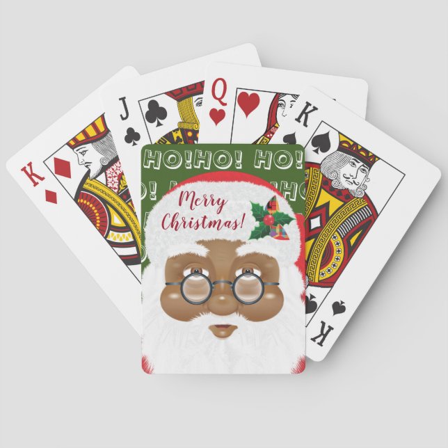 African American Santa Claus Christmas Holiday Poker Cards (Back)