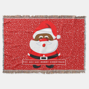 African-American Santa Claus Christmas holiday red Throw Blanket