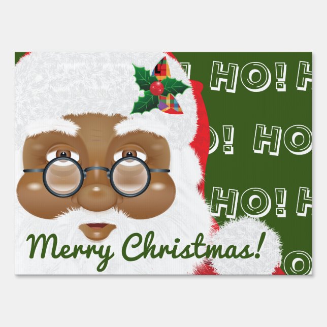 African American Santa Claus Christmas Holiday Sign (Back)