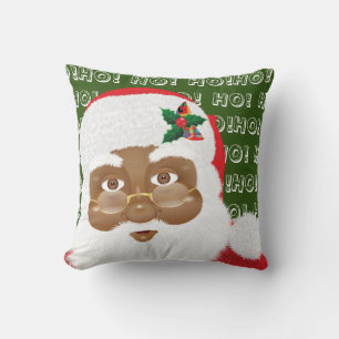 African American Santa Claus Christmas Holiday Throw Pillow