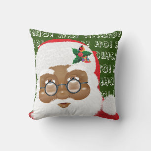 African American Santa Claus Christmas Holiday Throw Pillow