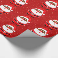 Black Santa & Mrs. Claus with Wreath Wrapping Paper Roll