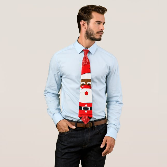 African-American Santa Claus Christmas holidays Neck Tie (In Situ)