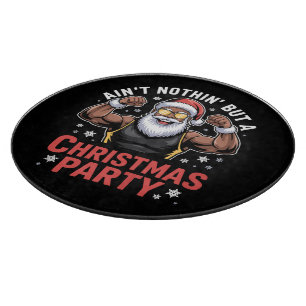 African American Santa Claus Christmas Pajama Cutting Board