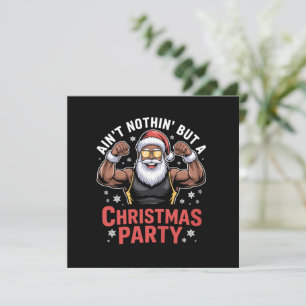 African American Santa Claus Christmas Pajama Holiday Card