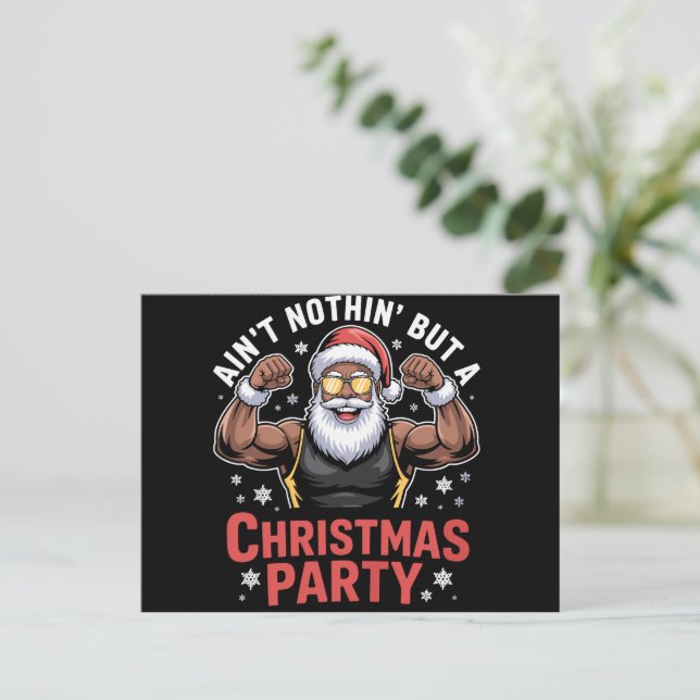 African American Santa Claus Christmas Pajama Holiday Postcard (Standing Front)
