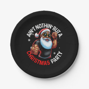African American Santa Claus Christmas Pajama Paper Plates