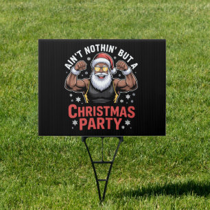 African American Santa Claus Christmas Pajama Sign