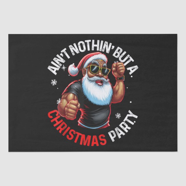 African American Santa Claus Christmas Pajama Tissue Paper (Front)
