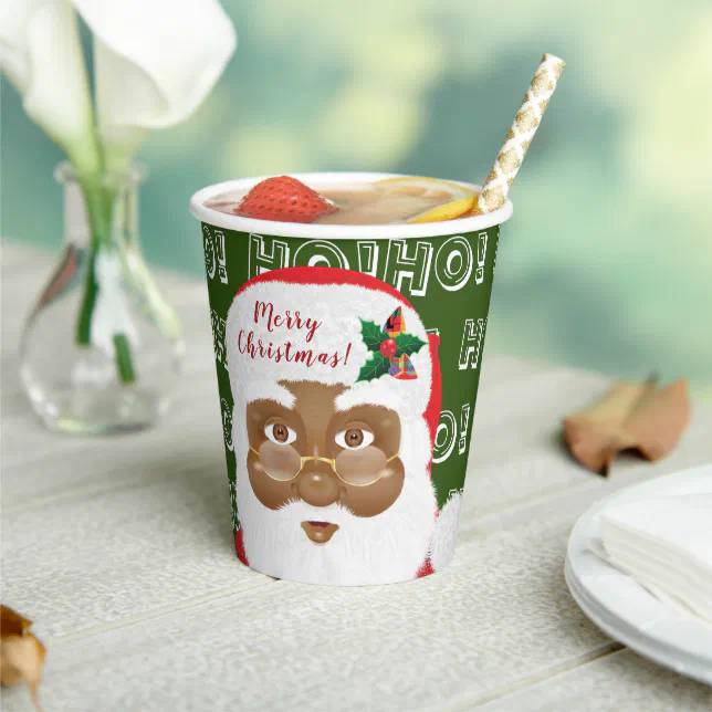 African American Santa Claus Christmas Paper Cups | Zazzle