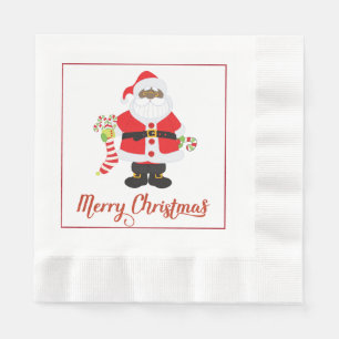 African American Santa Claus Christmas Paper Napki Napkins