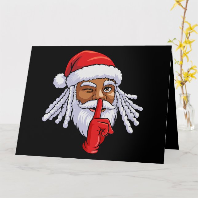 African American Santa Claus Christmas Party Decor Card (Yellow Flower)