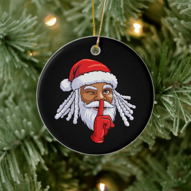 African American Santa Claus Christmas Party Decor Ceramic Ornament (Tree)