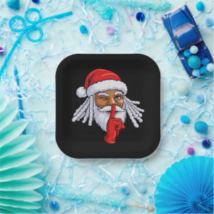 African American Santa Claus Christmas Party Decor Paper Plates