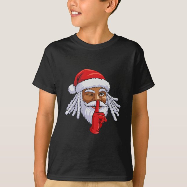 African American Santa Claus Christmas Party Decor T-Shirt (Front)