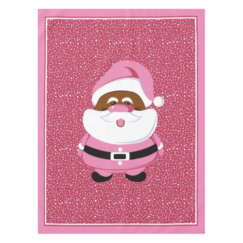 African_American Santa Claus Christmas pink Tablecloth