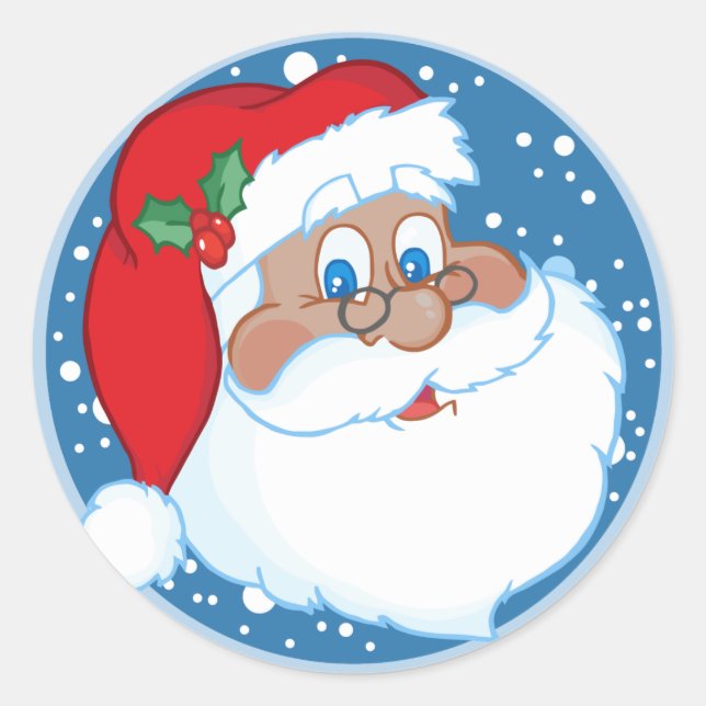 African American Santa Claus Christmas Sticker (Front)