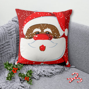 African-American Santa Claus Christmas Throw Pillow