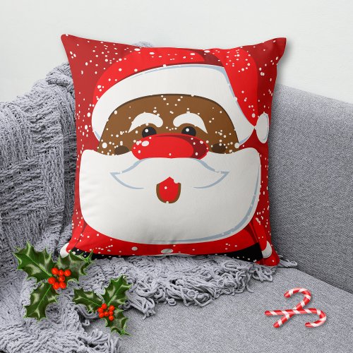 African_American Santa Claus Christmas Throw Pillow