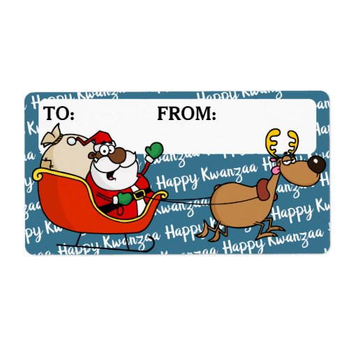 African American Santa Claus Kwanzaa Celebration Label