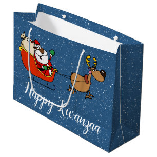 African American Santa Claus Kwanzaa Celebration Large Gift Bag