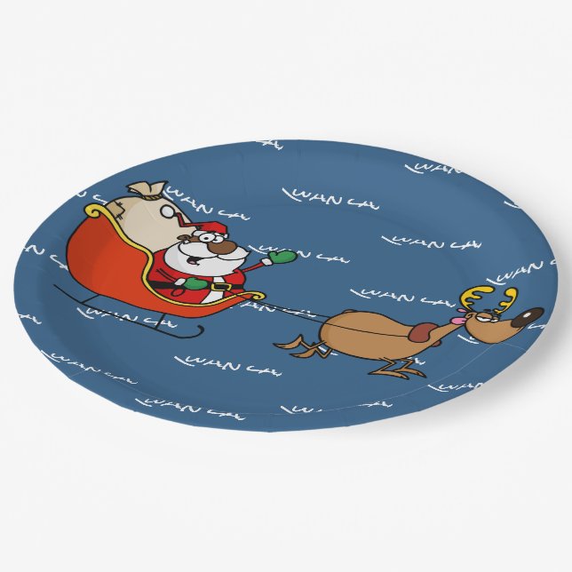 African American Santa Claus Kwanzaa Celebration Paper Plates (Angled)