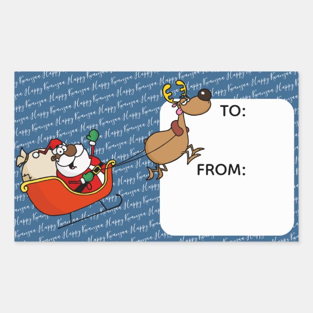 African American Santa Claus Kwanzaa Celebration Rectangular Sticker (Front)