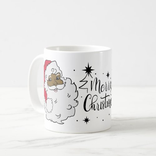 African American Santa Claus Merry Christmas Coffee Mug