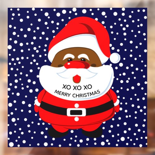 African_American Santa Claus navy blue Christmas Window Cling