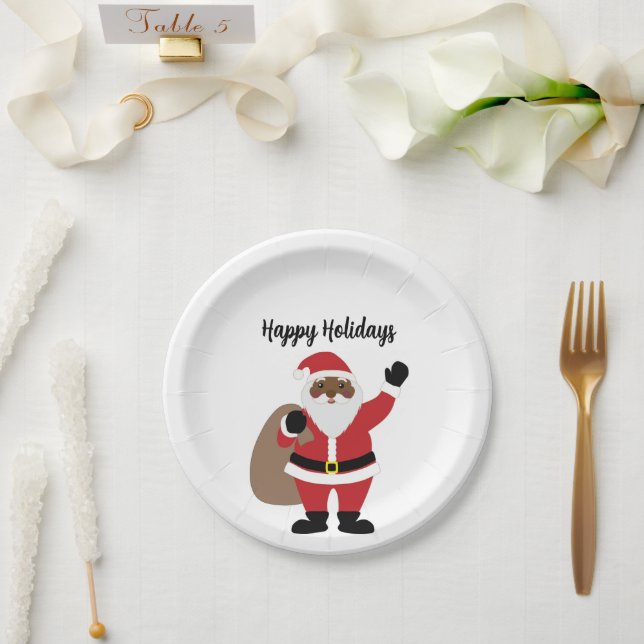 African American  Santa Claus  Paper Plates (Wedding)
