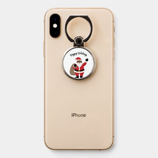  African American Santa Claus  Phone Ring Stand (On Phone)
