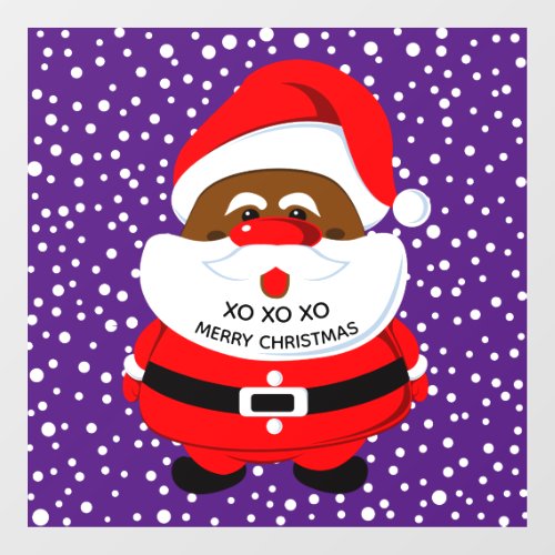 African_American Santa Claus purple Christmas Window Cling