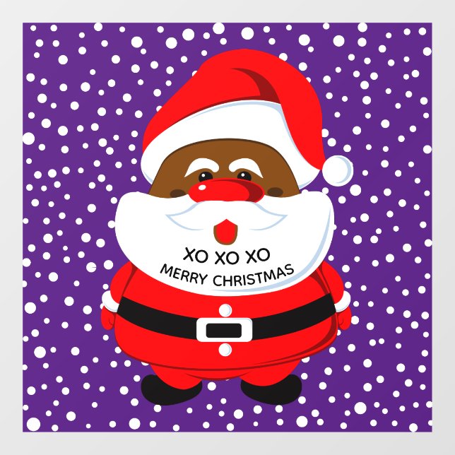 African-American Santa Claus purple Christmas Window Cling (Sheet)