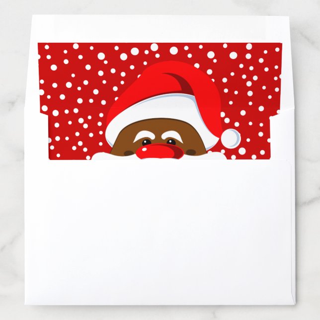 African-American Santa Claus red Christmas Window  Envelope Liner (In Envelope)