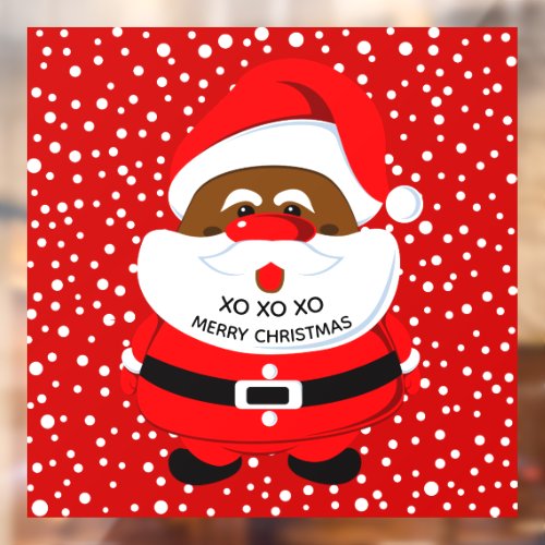 African_American Santa Claus red Christmas Window  Window Cling