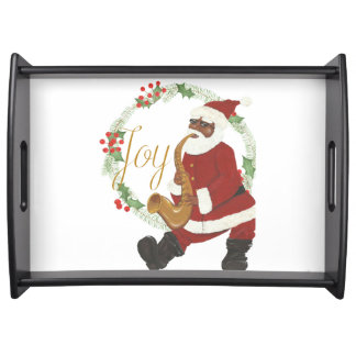 African American Santa Claus Serving Tray