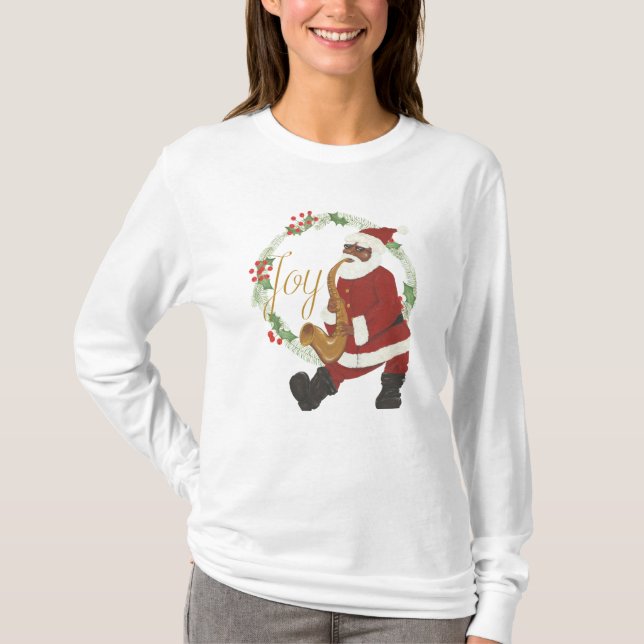 African American Santa Claus T-Shirt (Front)