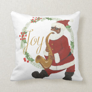 African American Santa Claus Throw Pillow