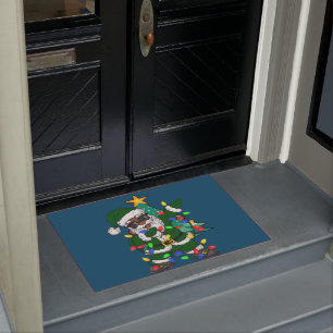 African American Santa claus Ugly Christmas Pajama Doormat